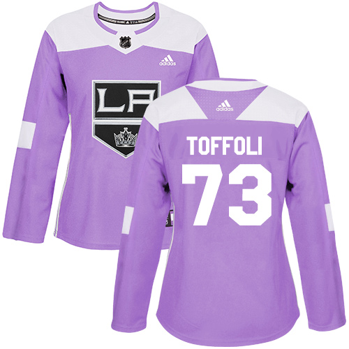 Adidas Kings #73 Tyler Toffoli Purple Authentic Fights Cancer Women's Stitched NHL Jersey - Click Image to Close